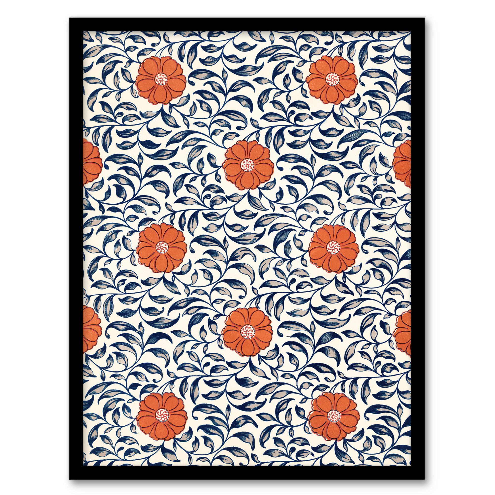Owen Jones Simple Red Flower Bloom Pattern Wall Art Print