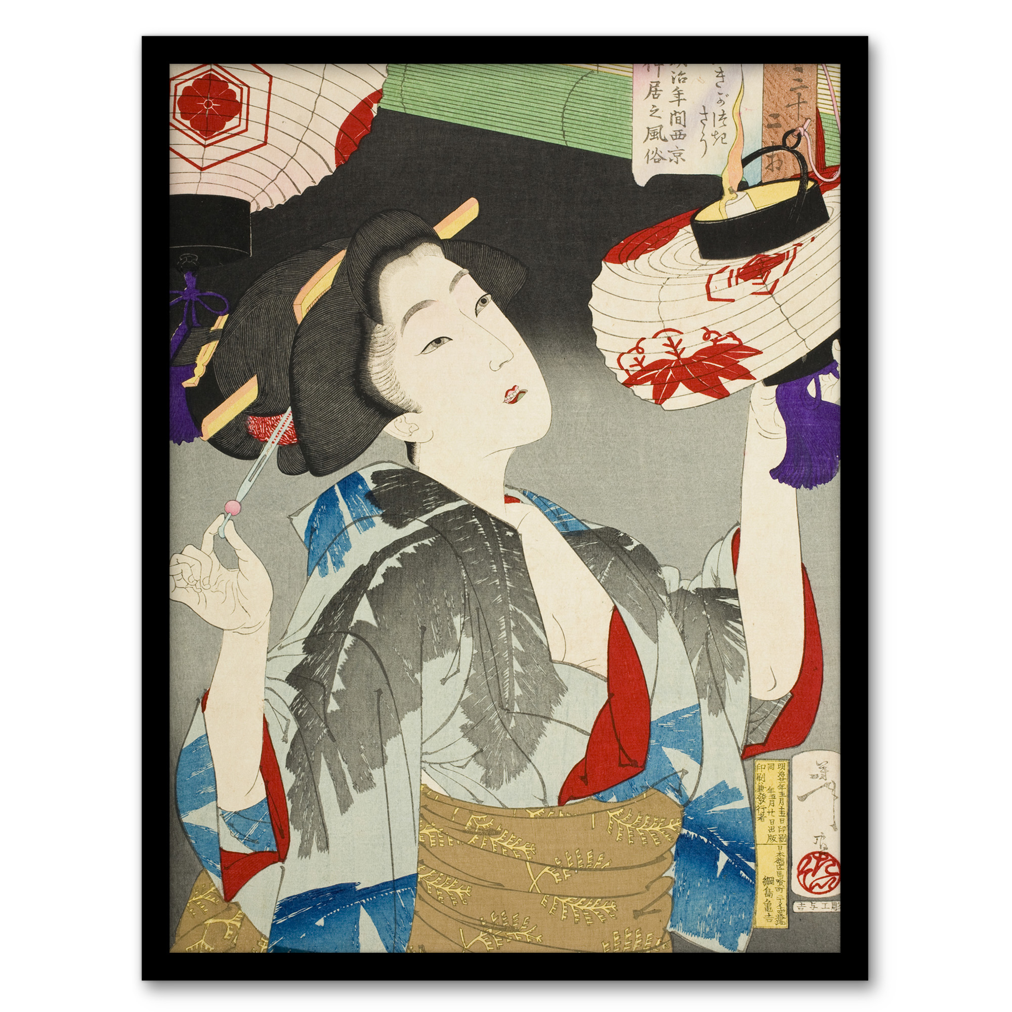 Tsukioka Yoshitoshi Kyoto Waitress in the Meiji Era Wall Art Print