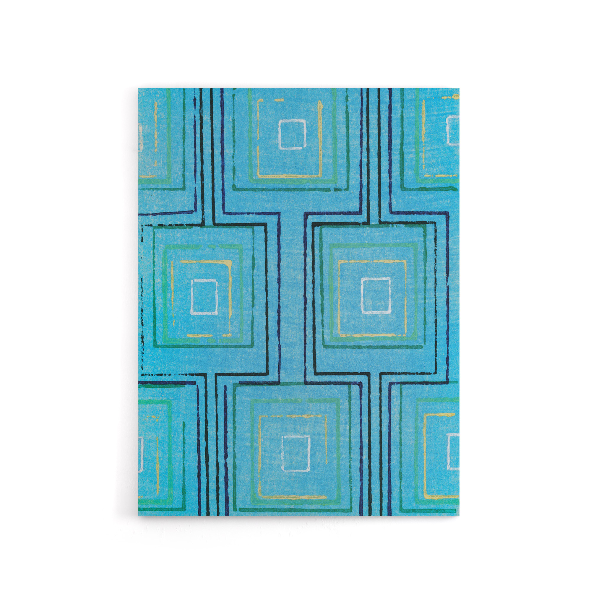 Squares Geometric Blue Pattern Canvas Wall Art Print Furuya Korin