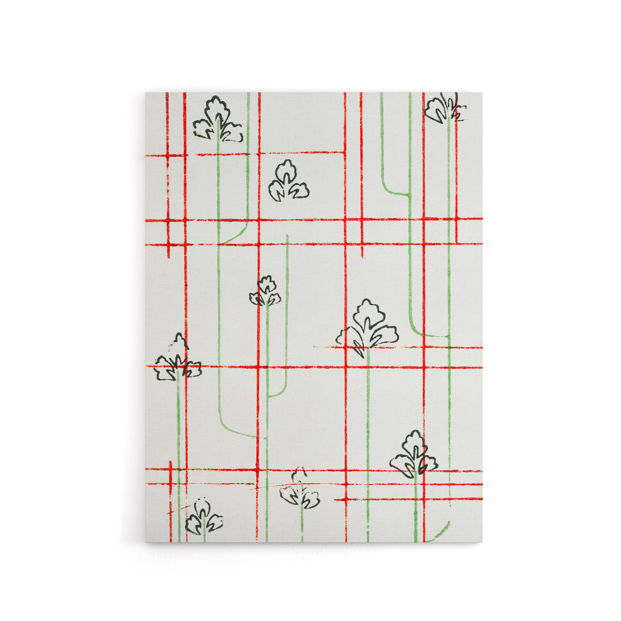 Leaf Lines Shima Textile Pattern Canvas Wall Art Print Korin