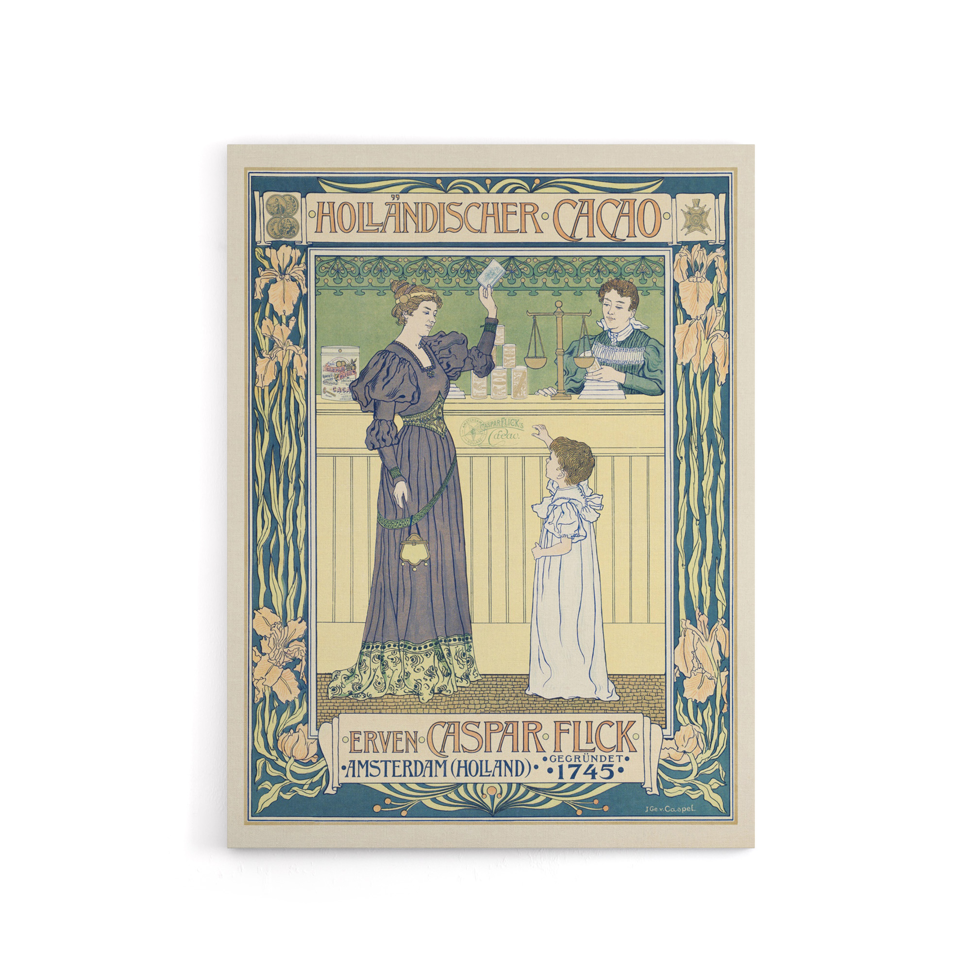 Hollandischer Cacao Advert Canvas Wall Art Print Georg van Caspel