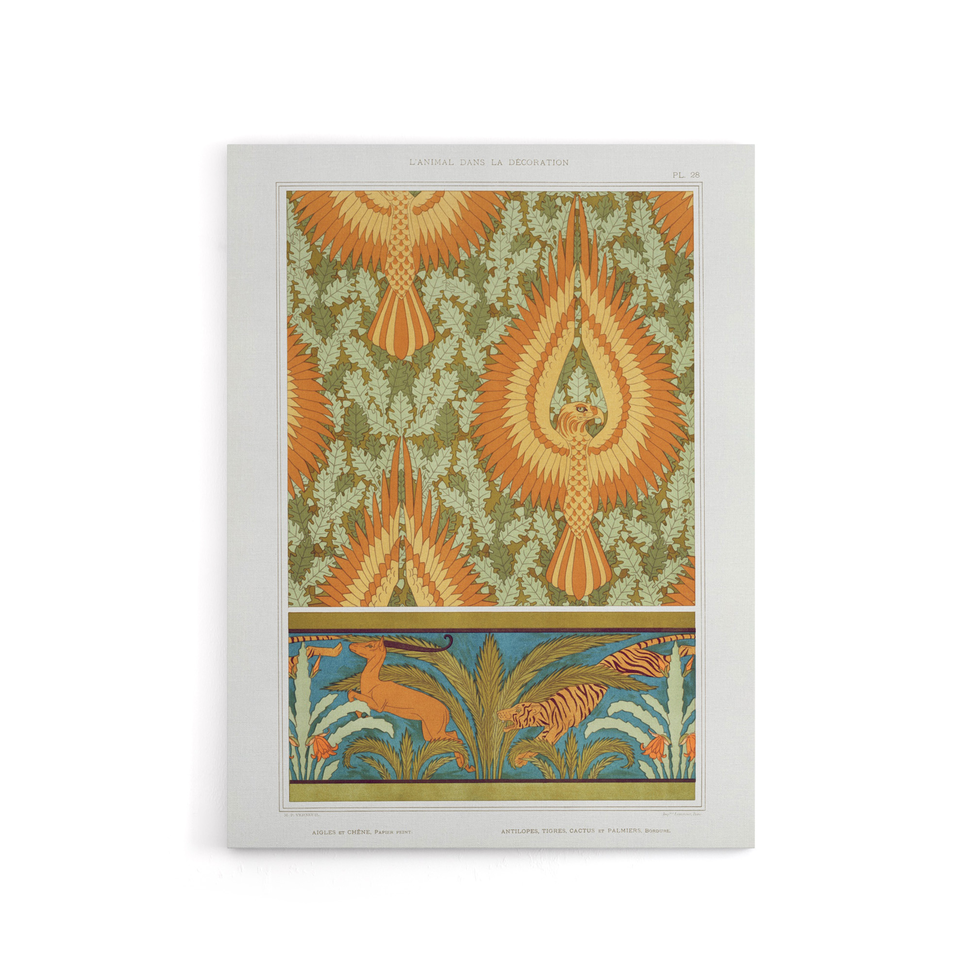 Eagle Antelope and Tiger Patterns Canvas Wall Art Print Verneuil