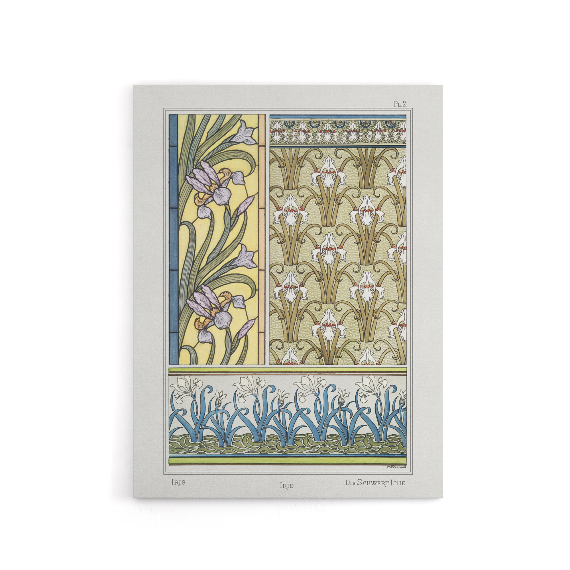 Iris Floral Pattern Canvas Wall Art Print Vintage Floral Verneuil