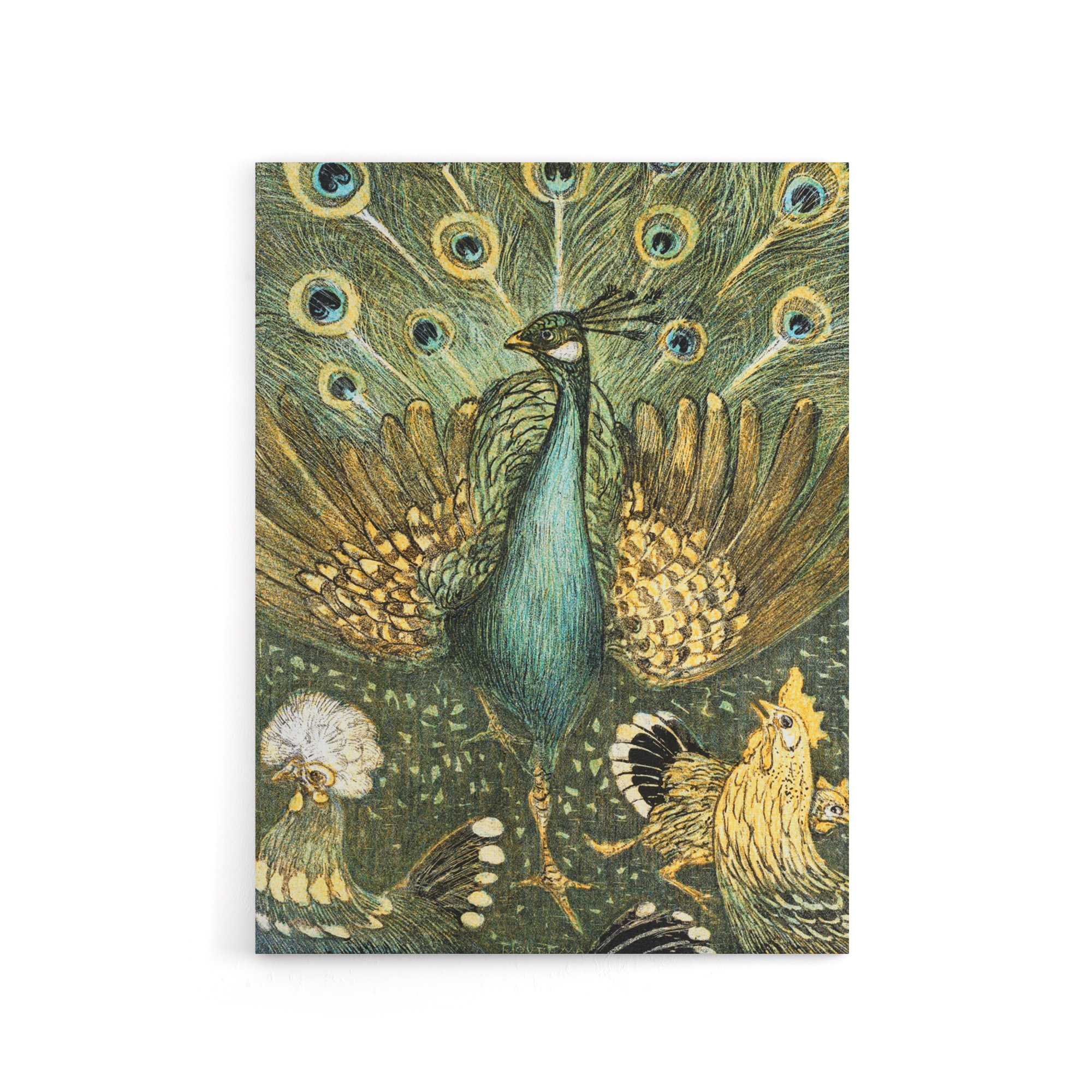 Peacock with Hens Painting Canvas Wall Art Print van Hoytema