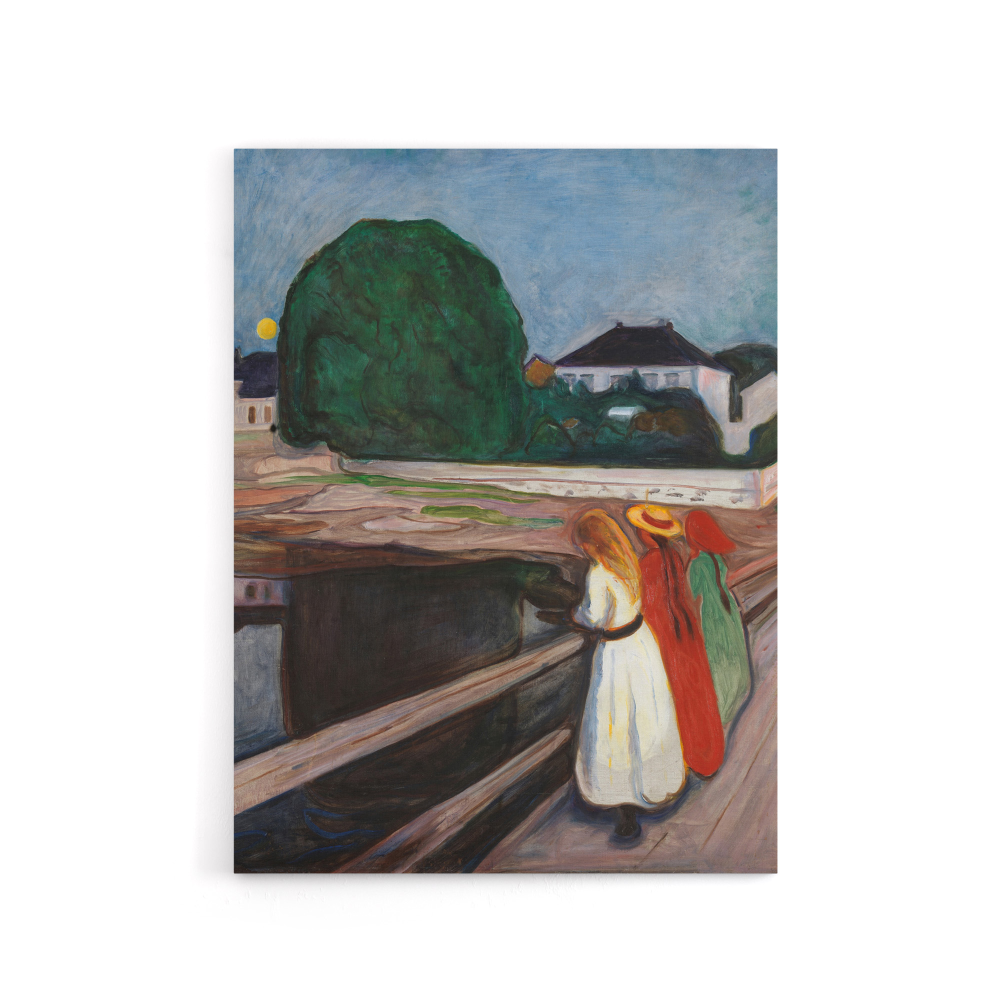Young Girls on the Bridge Munch Vintage Canvas Wall Art Print