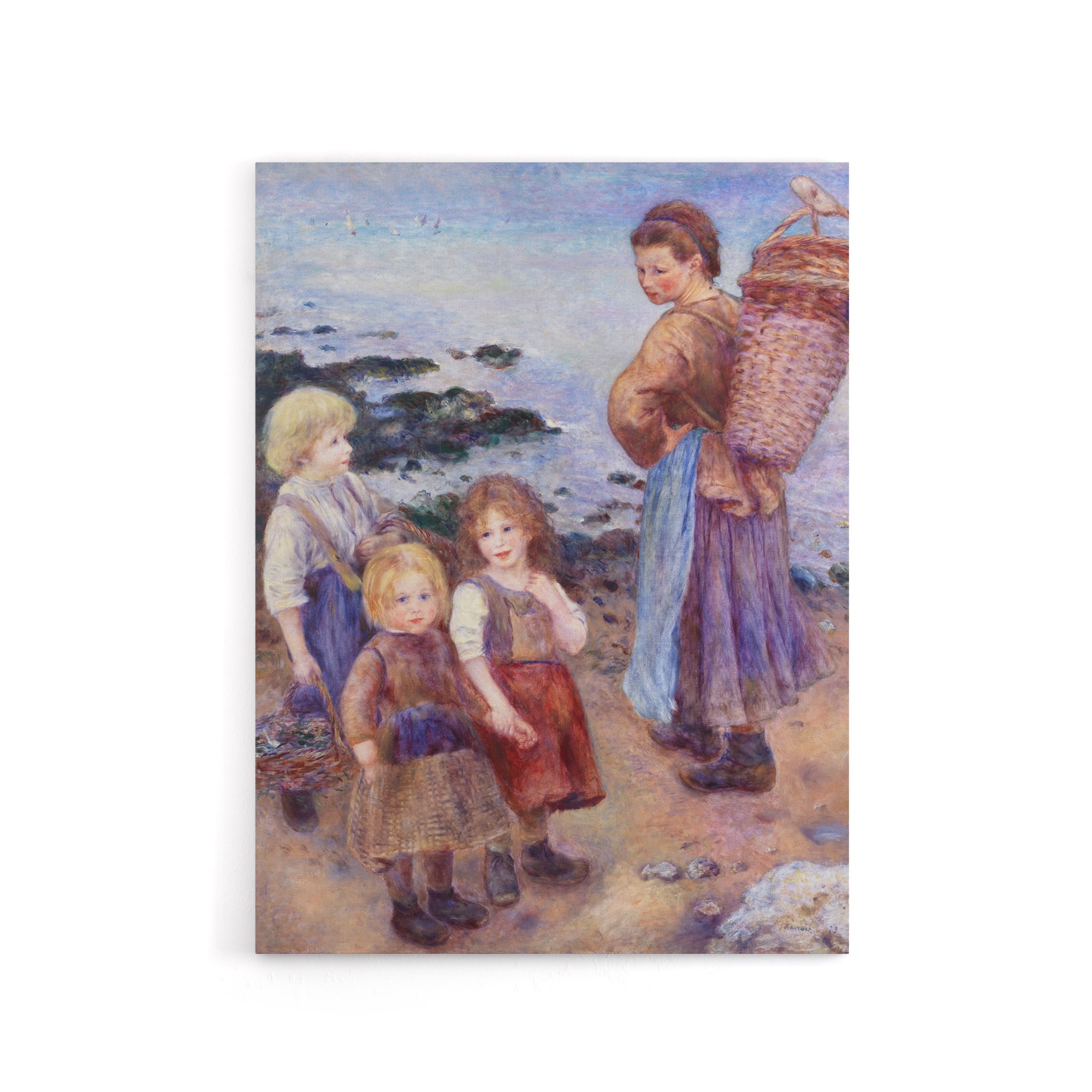 Mussel Fishers at Berneval Renoir Vintage Canvas Wall Art Print