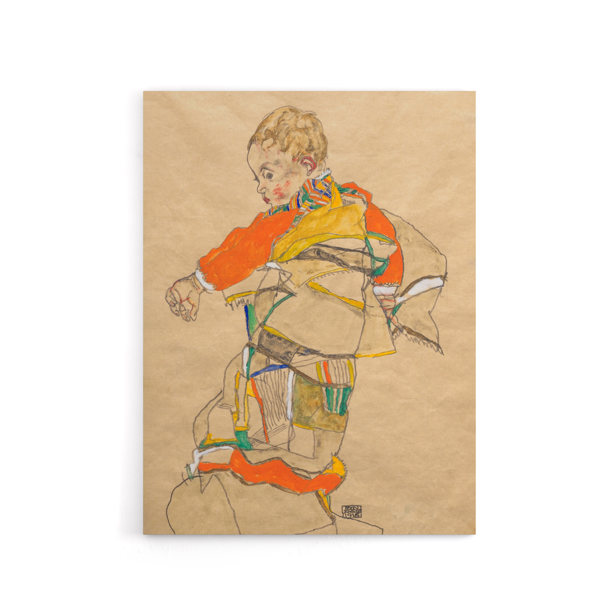 Anton Peschka Jr Portrait of a Child Schiele Canvas Wall Art Print