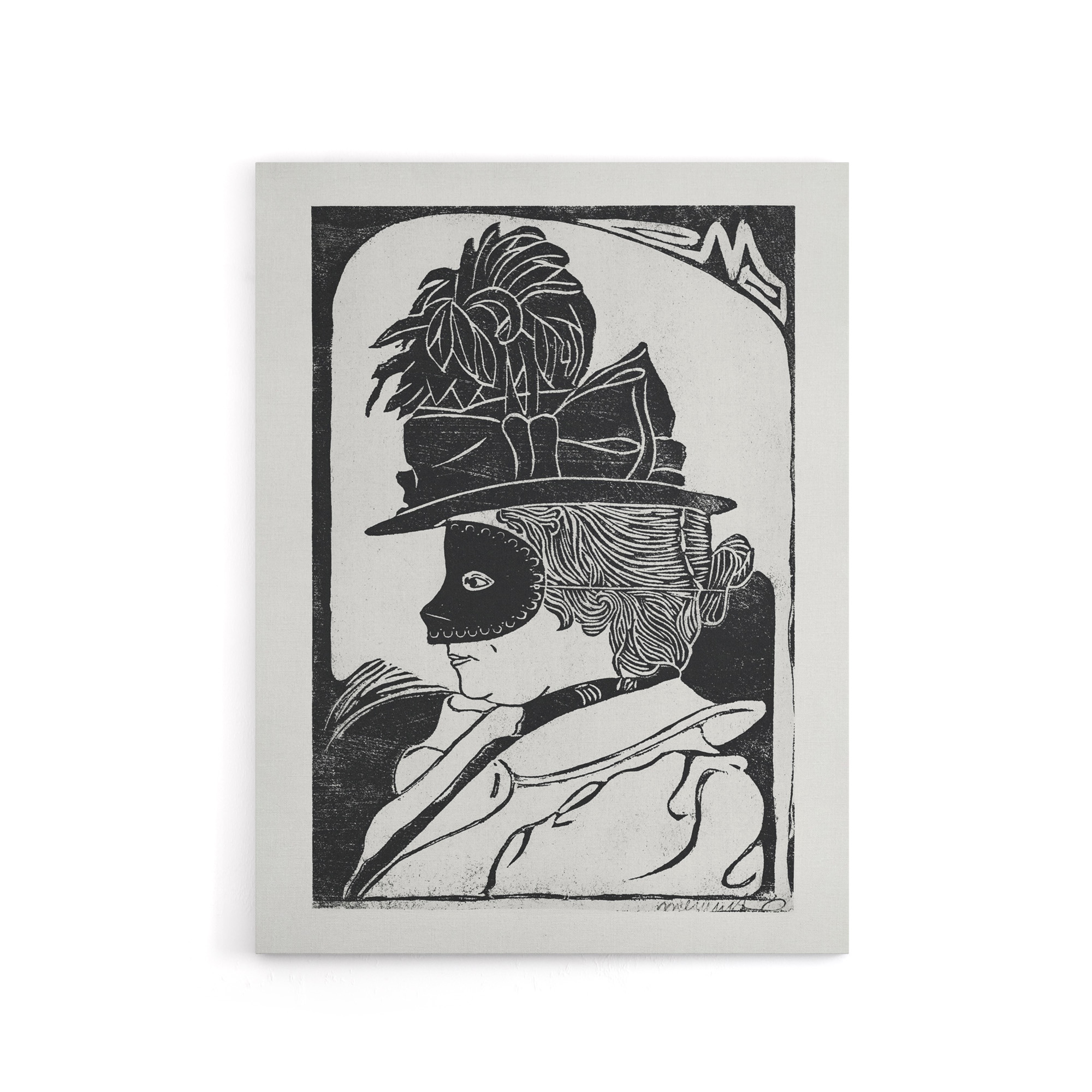 Pierrette Woman With Mask De Mesquita Canvas Wall Art Print
