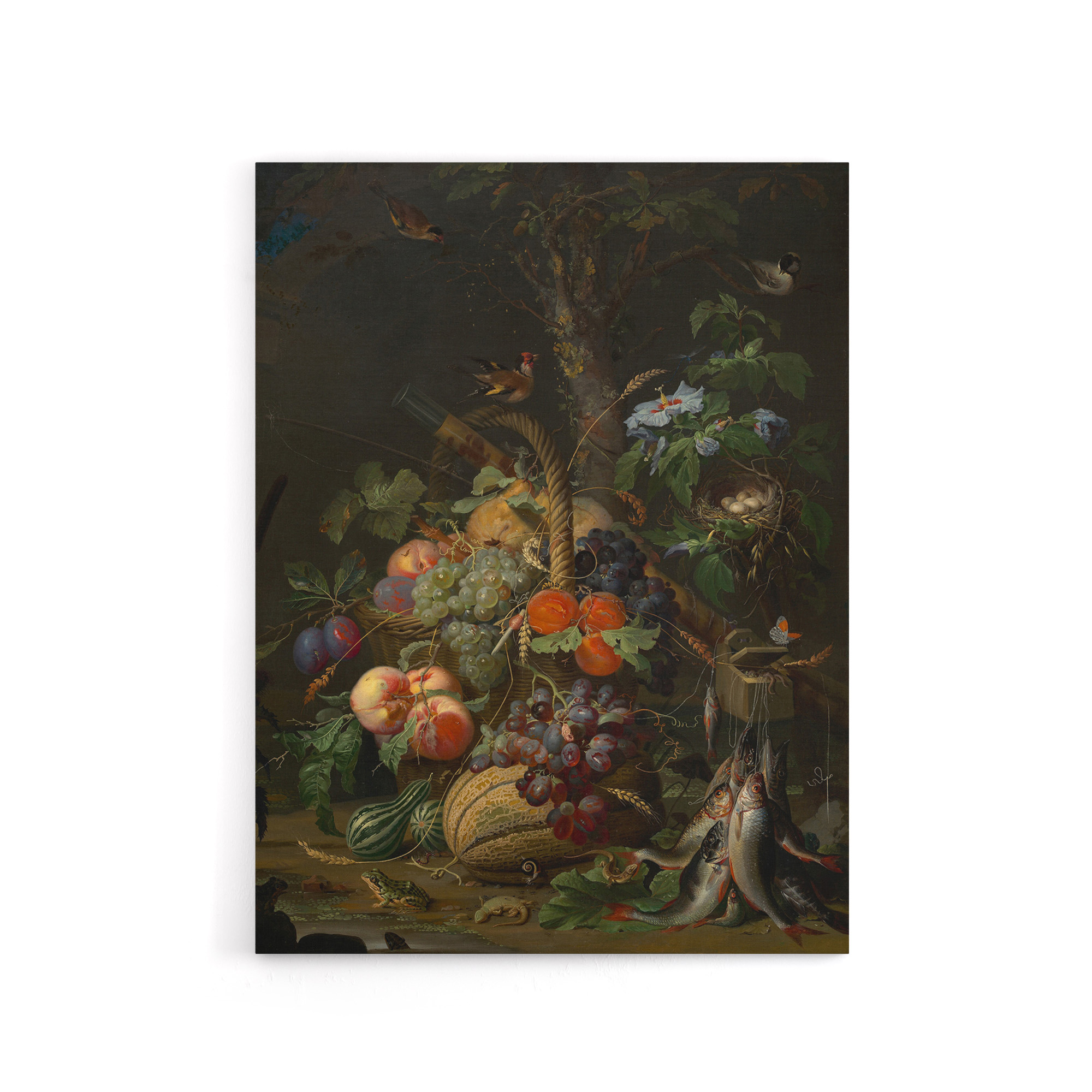 Still Life with Fruit Fish and a Nest Mignon Canvas Wall Art Print
