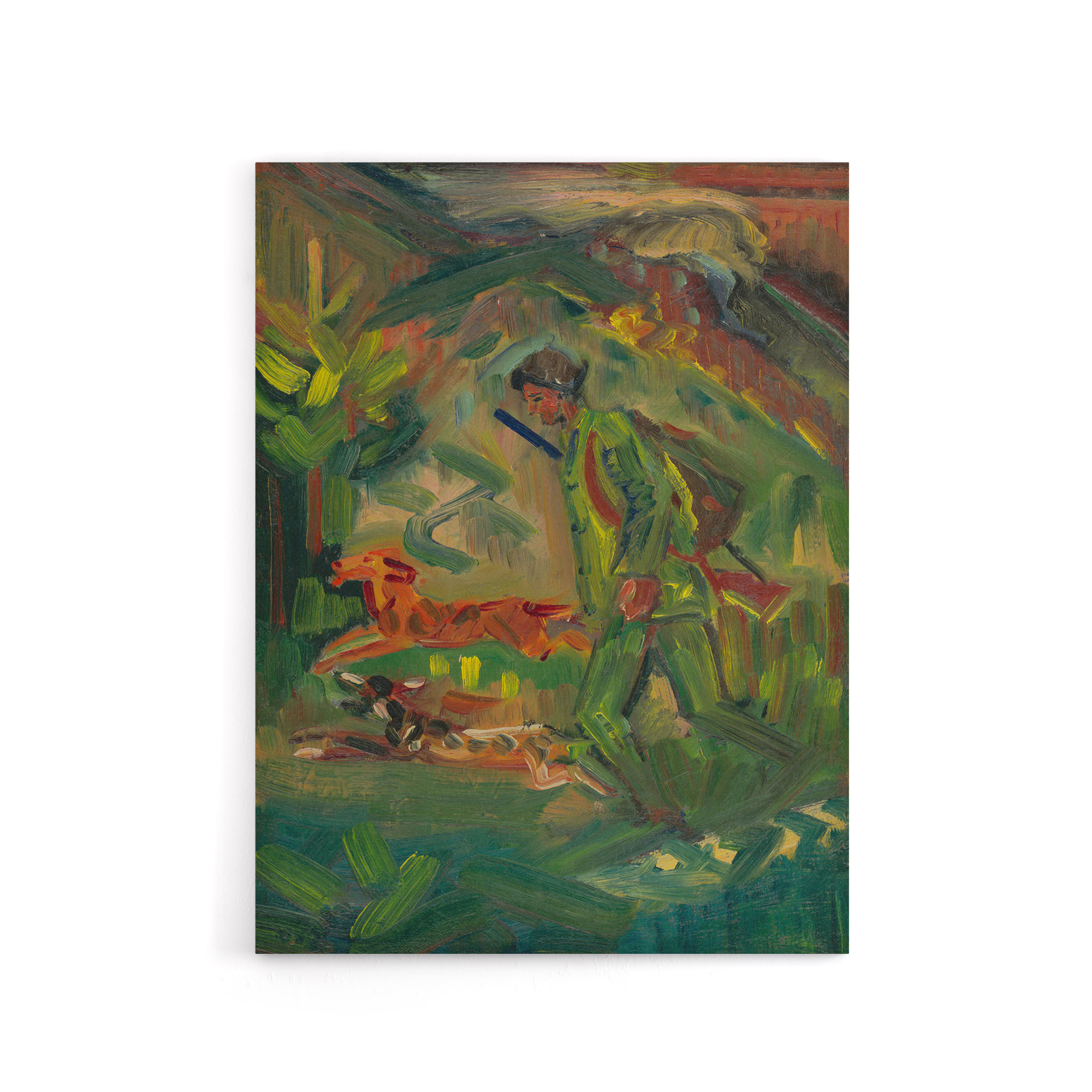 Walking Hunter Huntsman With Dogs Kubincan Canvas Wall Art Print