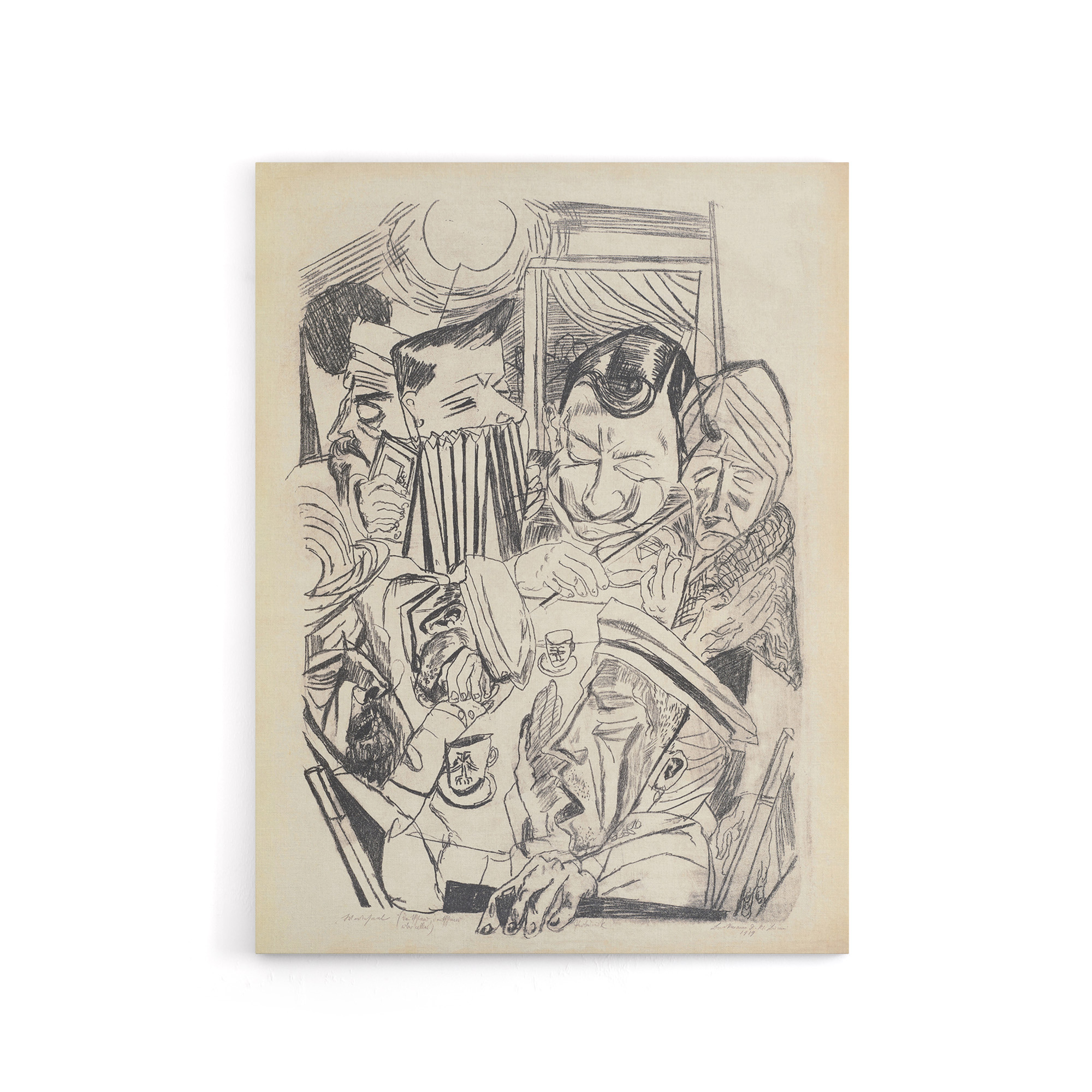The Patriotic Song Pencil Drawing Beckmann Canvas Wall Art Print