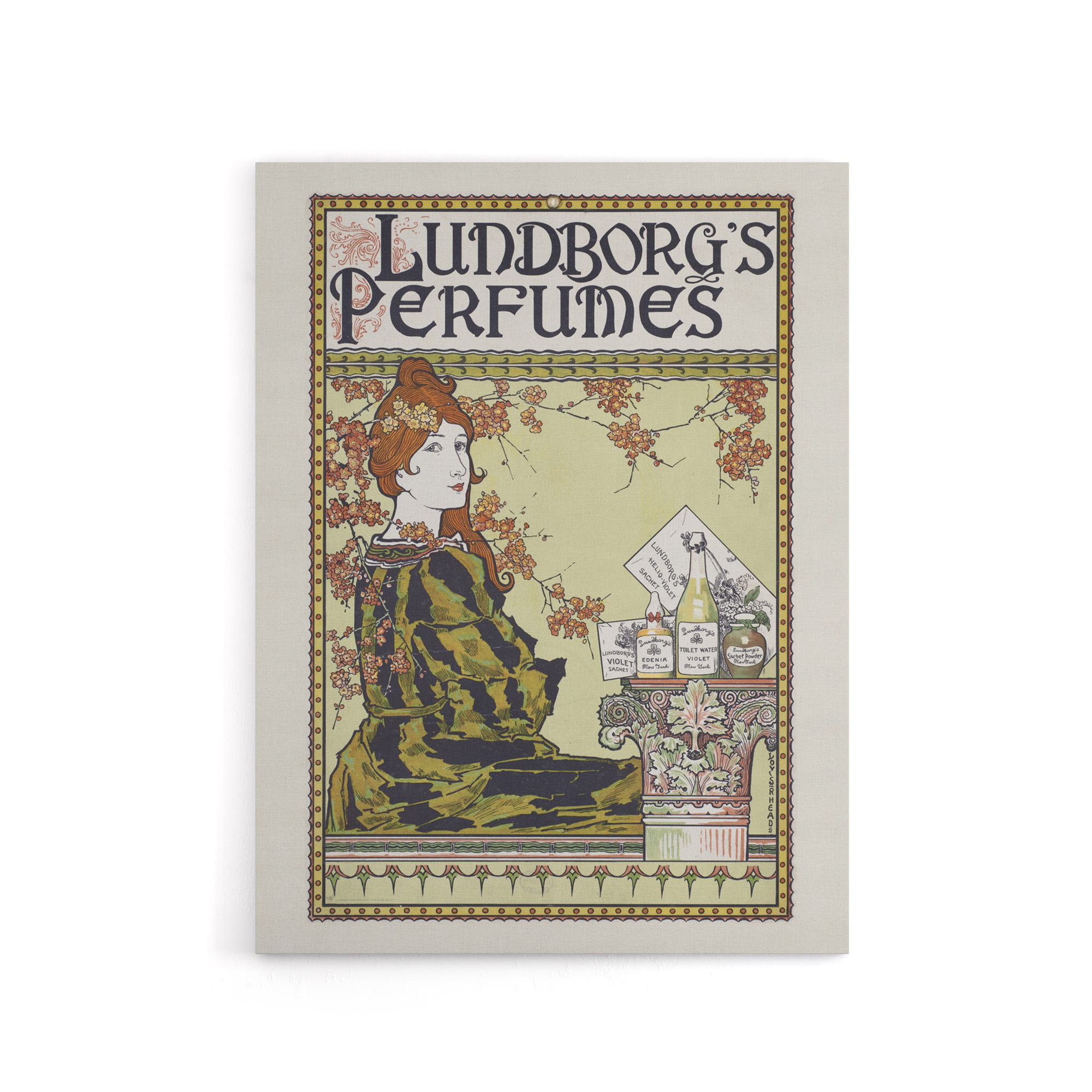 Louis Rhead Lundborgs Art Nouveau Vintage Advert Canvas Wall Art Print