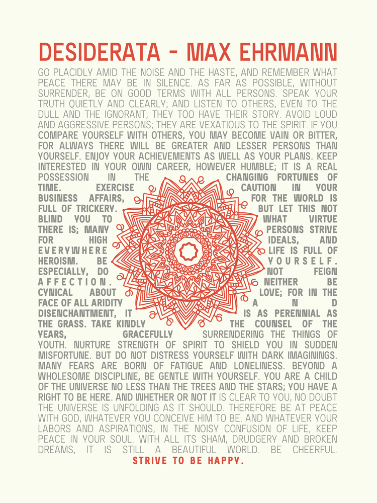 Desiderata Ehrman Mandala Framed Wall Art Print 12X16 In