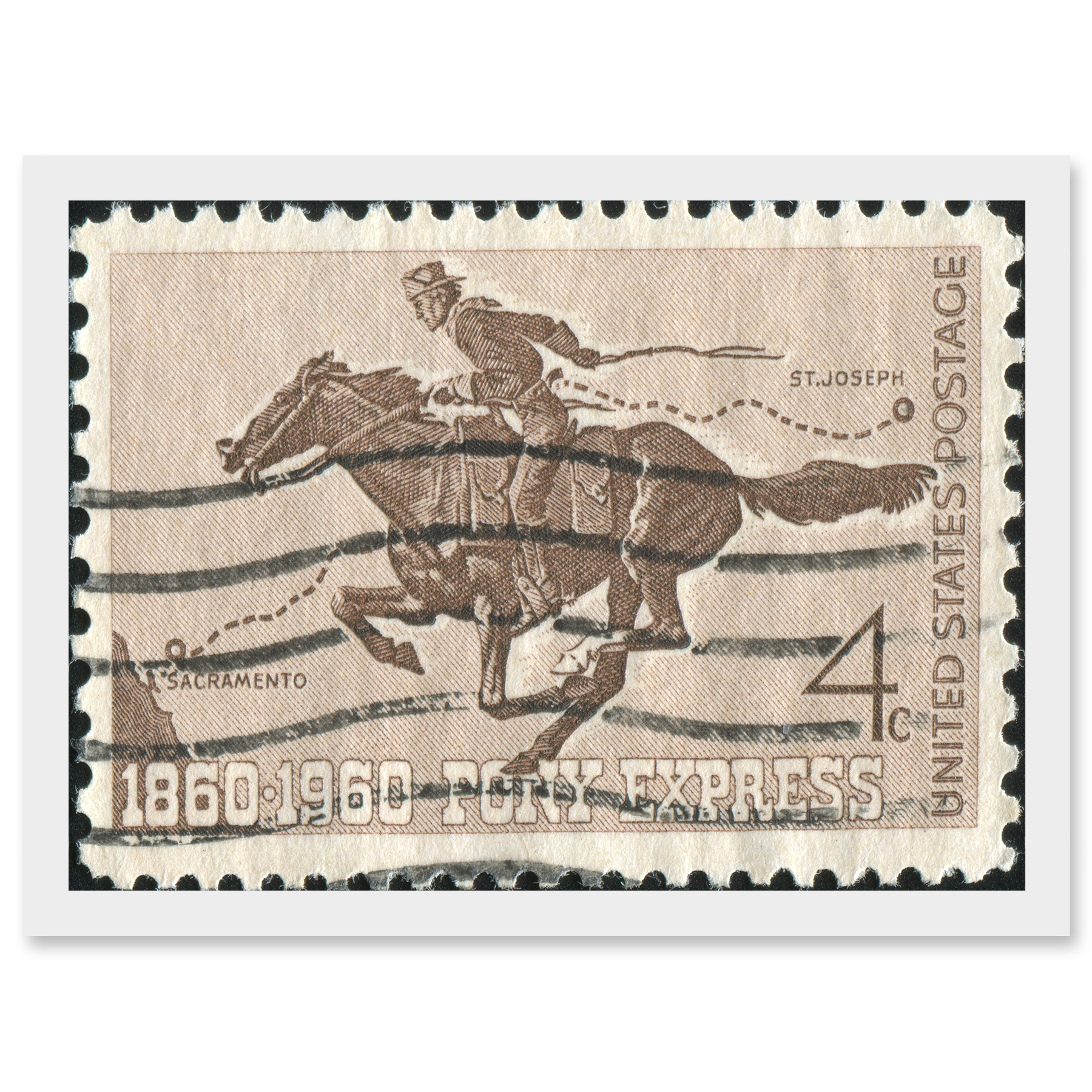 Stamp 1860 1960 Pony Express USA Photo Sacramento St Joseph Framed A3 Art Print - Bild 18 von 21