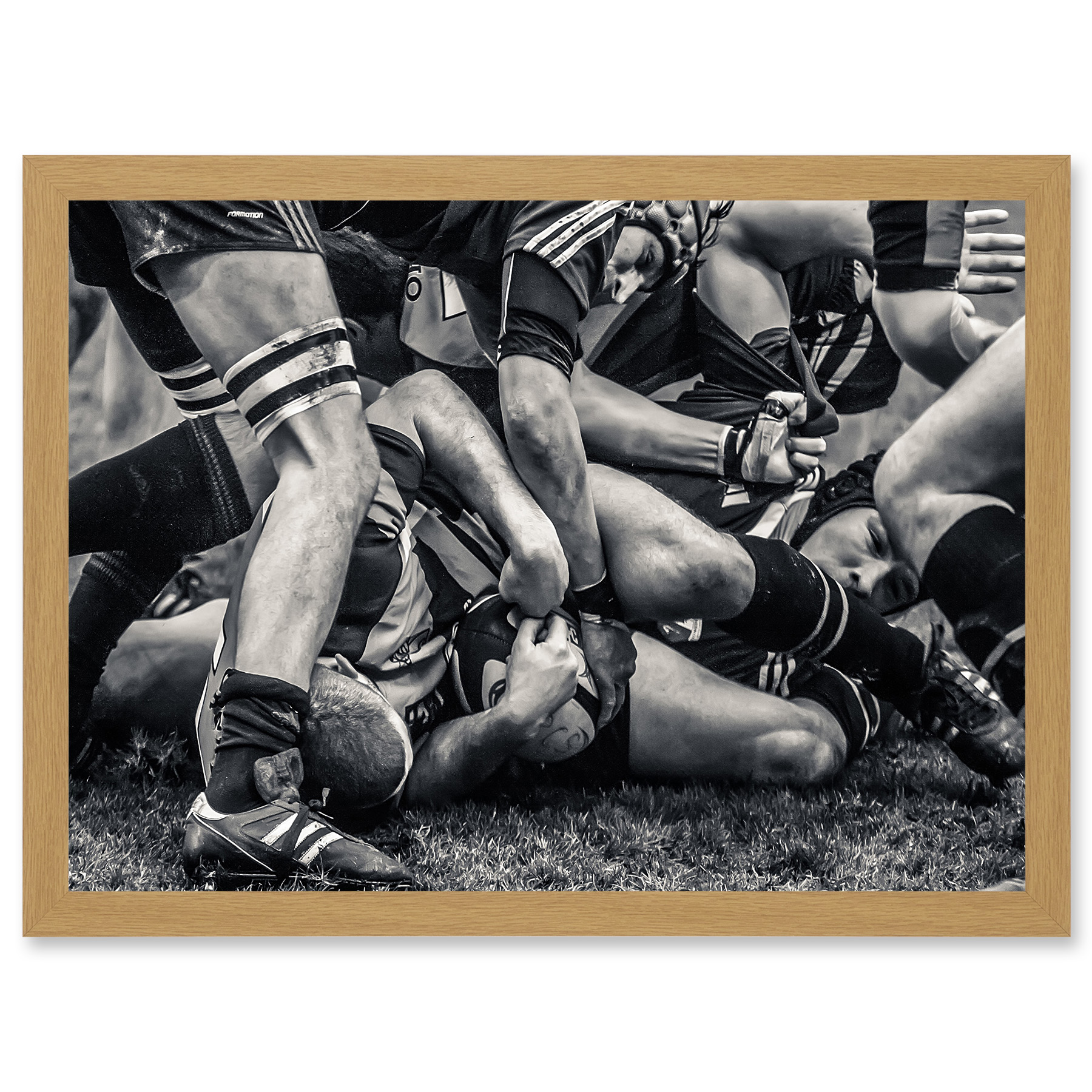 Photo Sport Rugby Football Close Up Scrum Players Ball Game A4 Framed Art Print - Picture 14 of 21