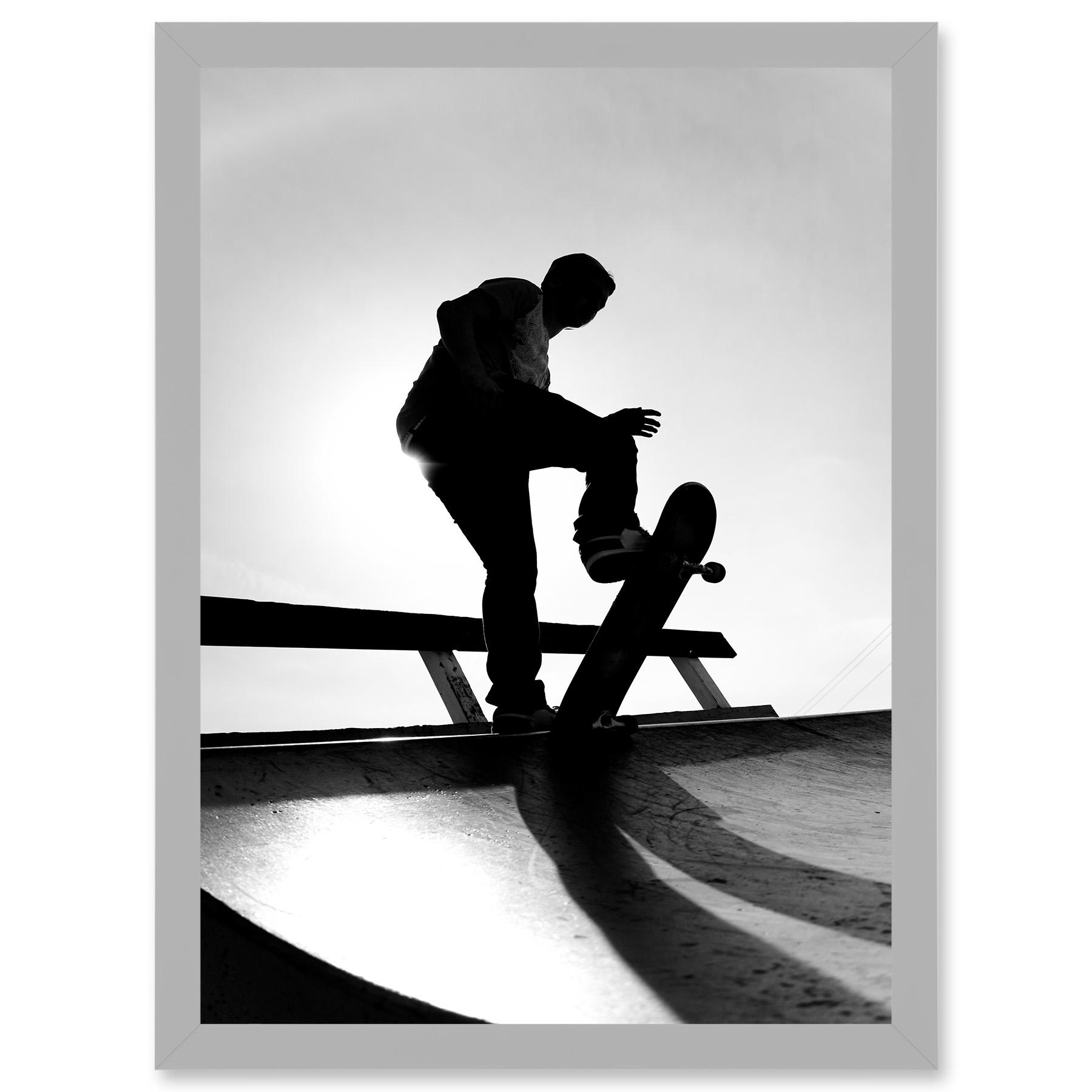 Photography Sport Skateboarding Skater Silhouette A4 Framed Wall Art Print