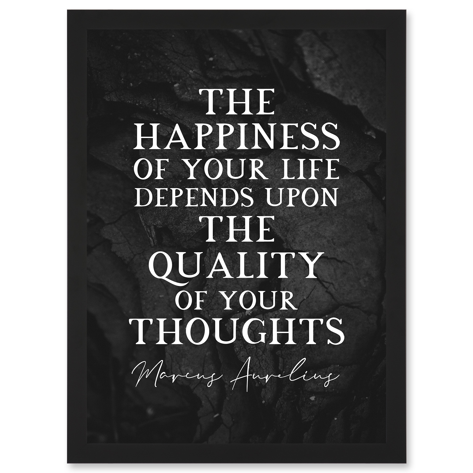 Slate Quote Marcus Aurelius Happiness Quality Thoughts Framed A4 Wall Art Print - Bild 2 von 21