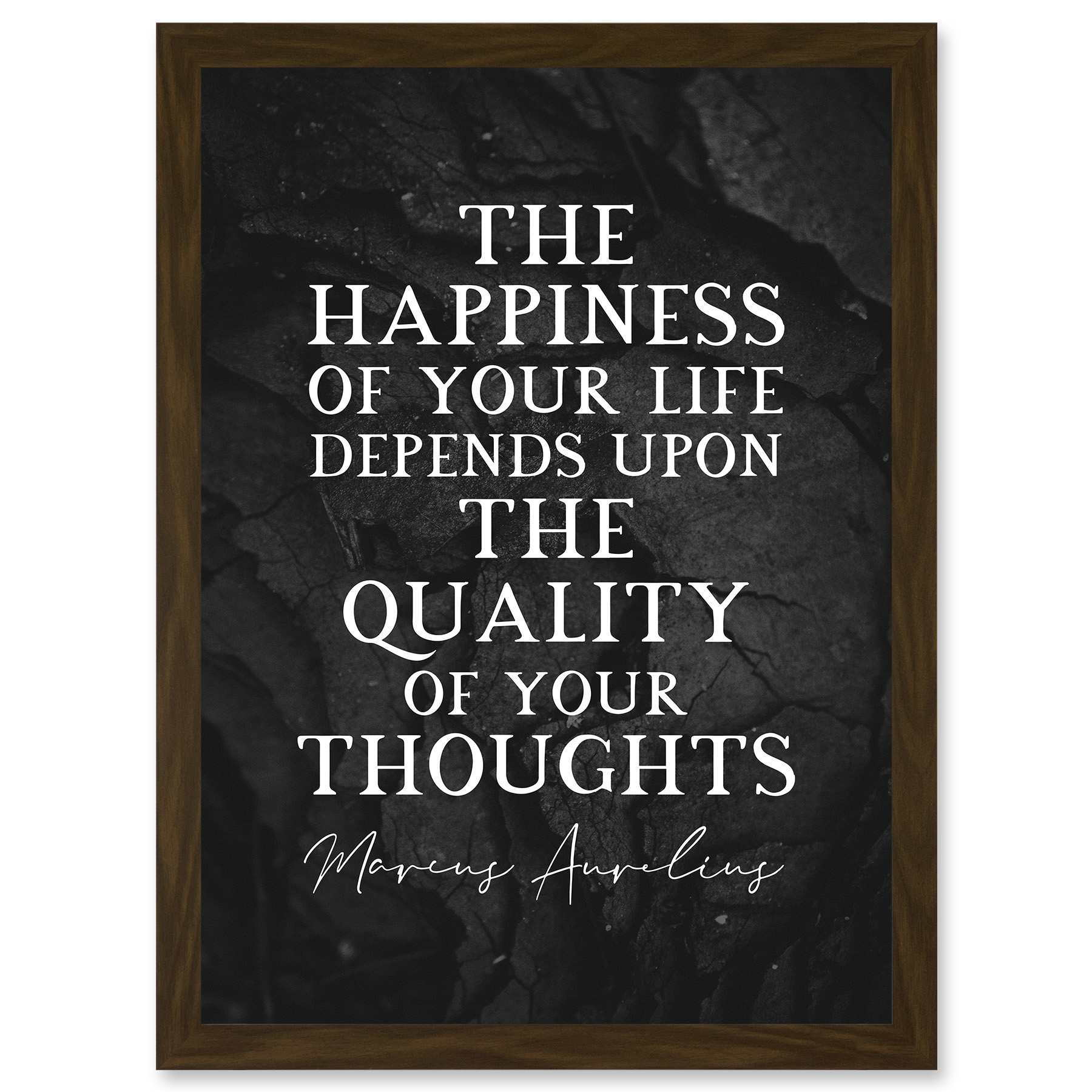 Slate Quote Marcus Aurelius Happiness Quality Thoughts Framed A4 Wall Art Print - Bild 6 von 21