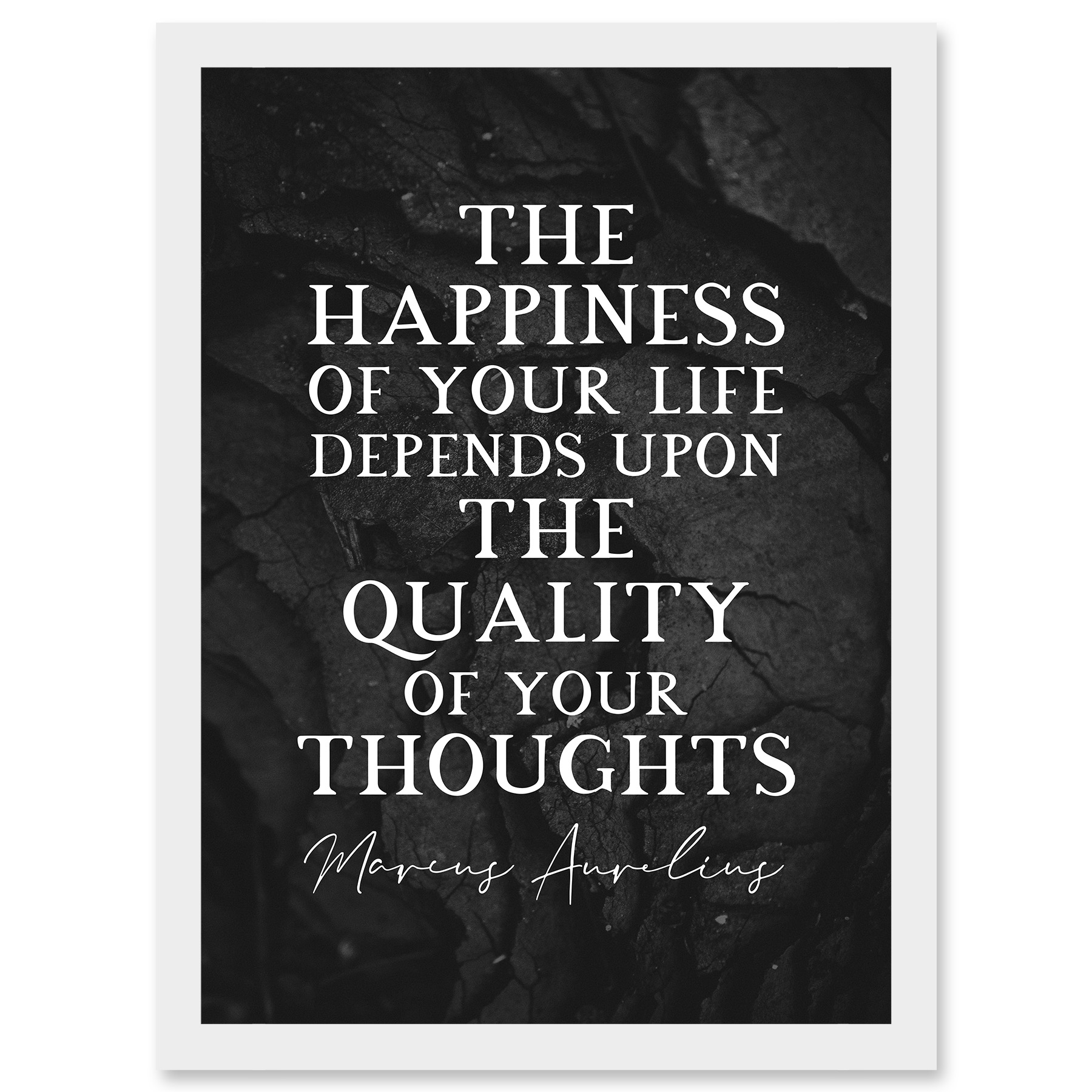 Slate Quote Marcus Aurelius Happiness Quality Thoughts Framed A4 Wall Art Print - Bild 18 von 21
