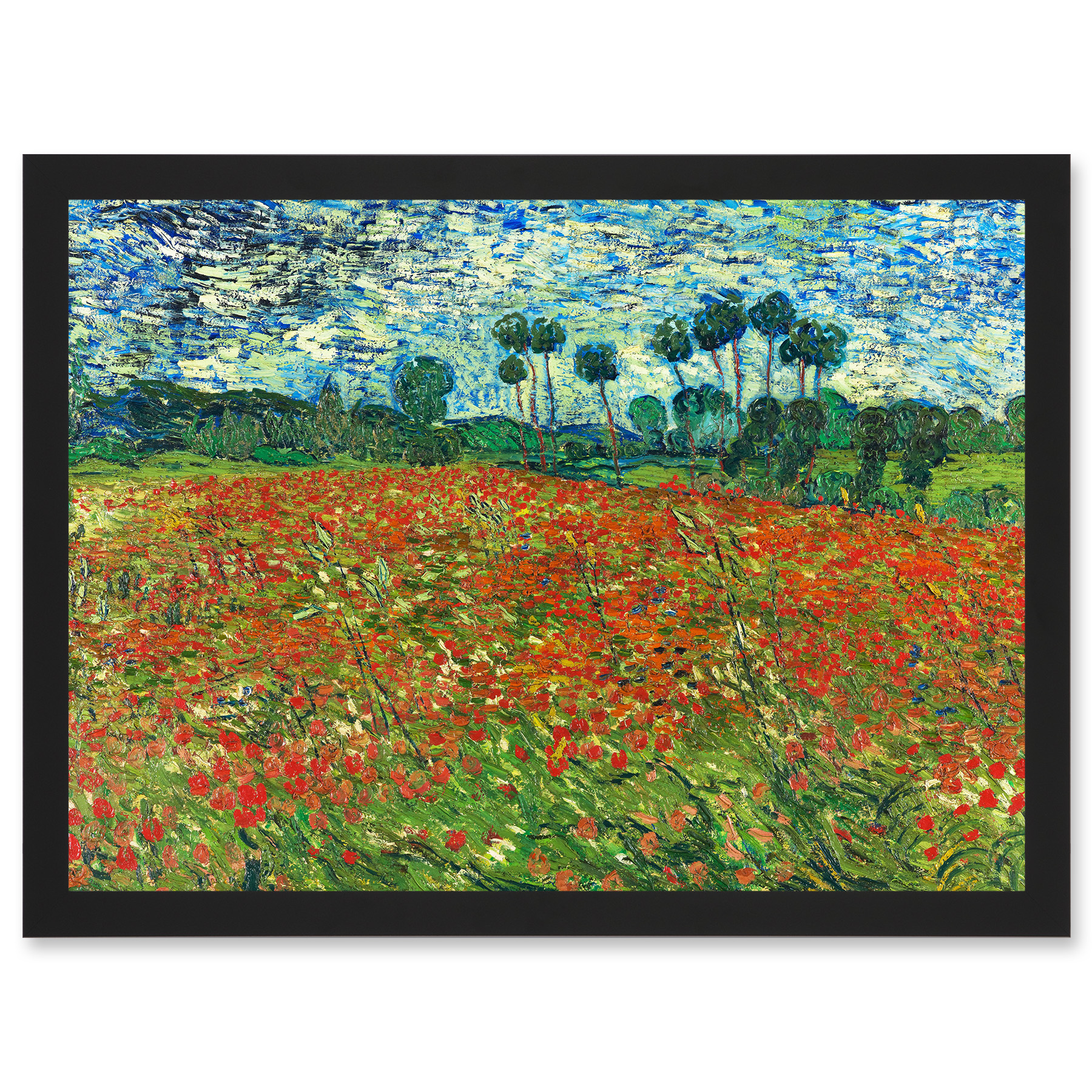 Vincent Van Gogh Poppy Field Painting Framed A4 Wall Art Print