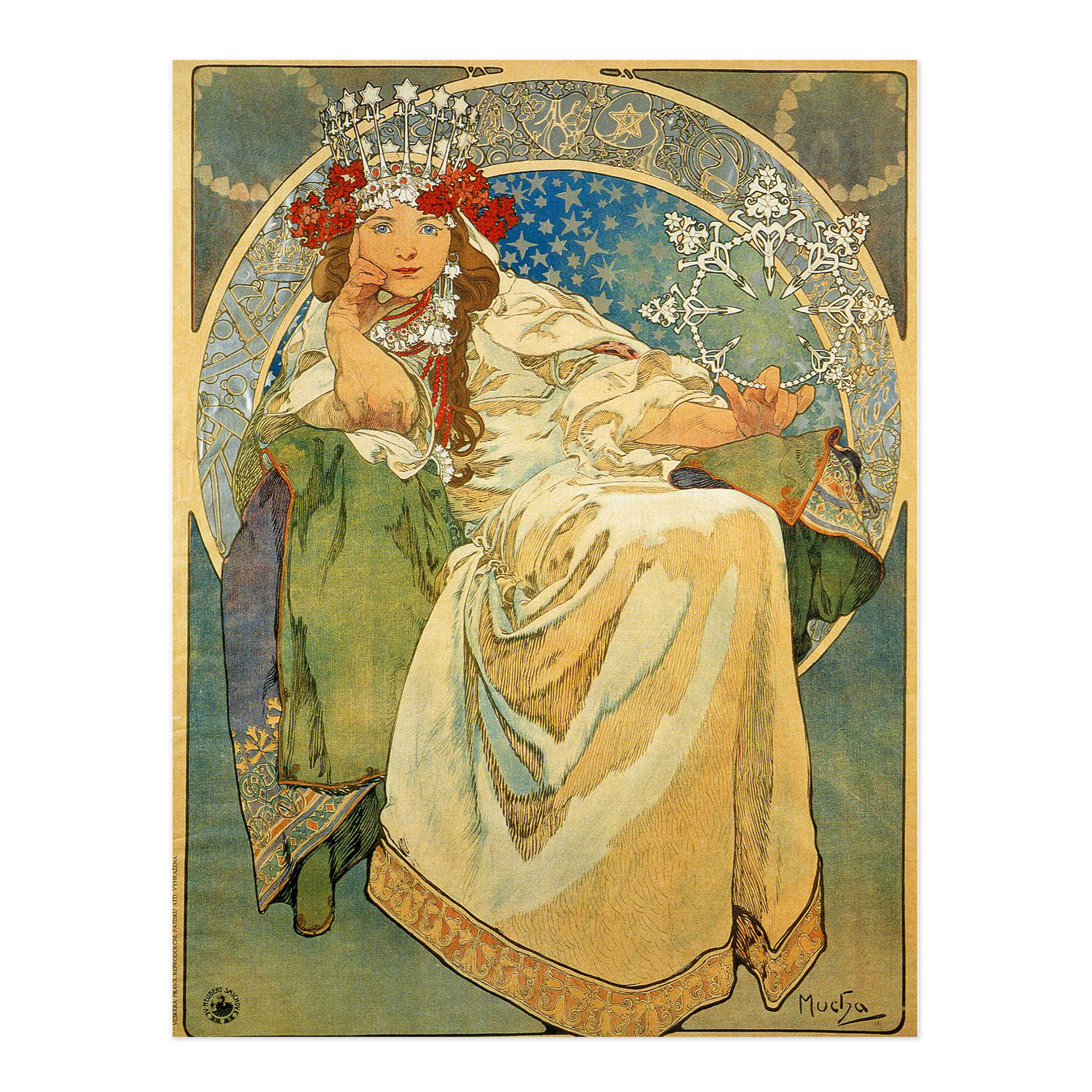 Alphonse Mucha Princess Hyacinth 1911 Old Master Painting 12X16 Framed Art Print