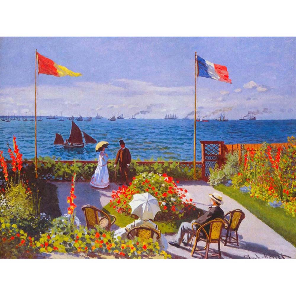 Claude Monet Garden At Sainte Adresse Master Painting 12X16 Inch