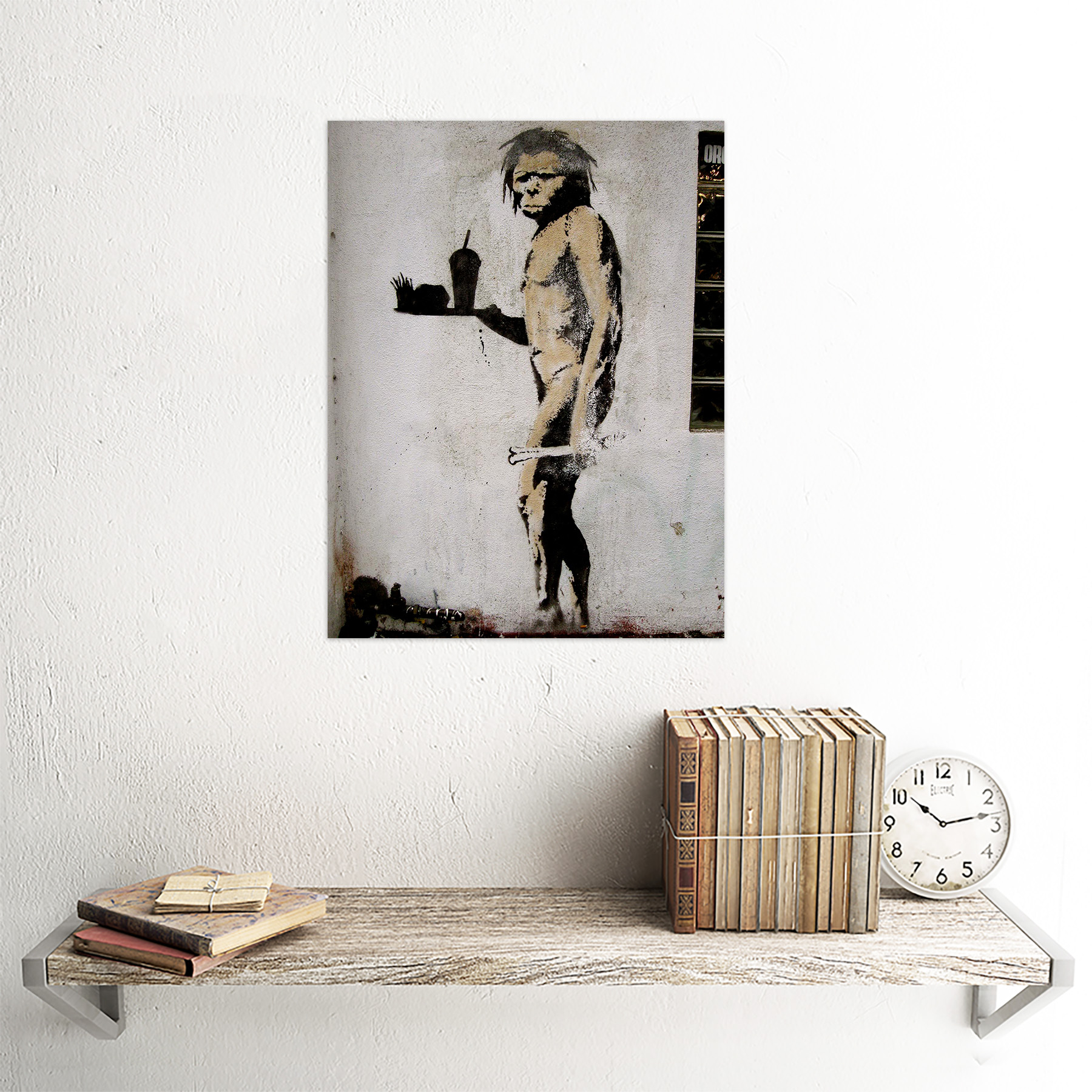 Banksy Caveman Graffiti Street Art 12X16 Inch Framed Art ...