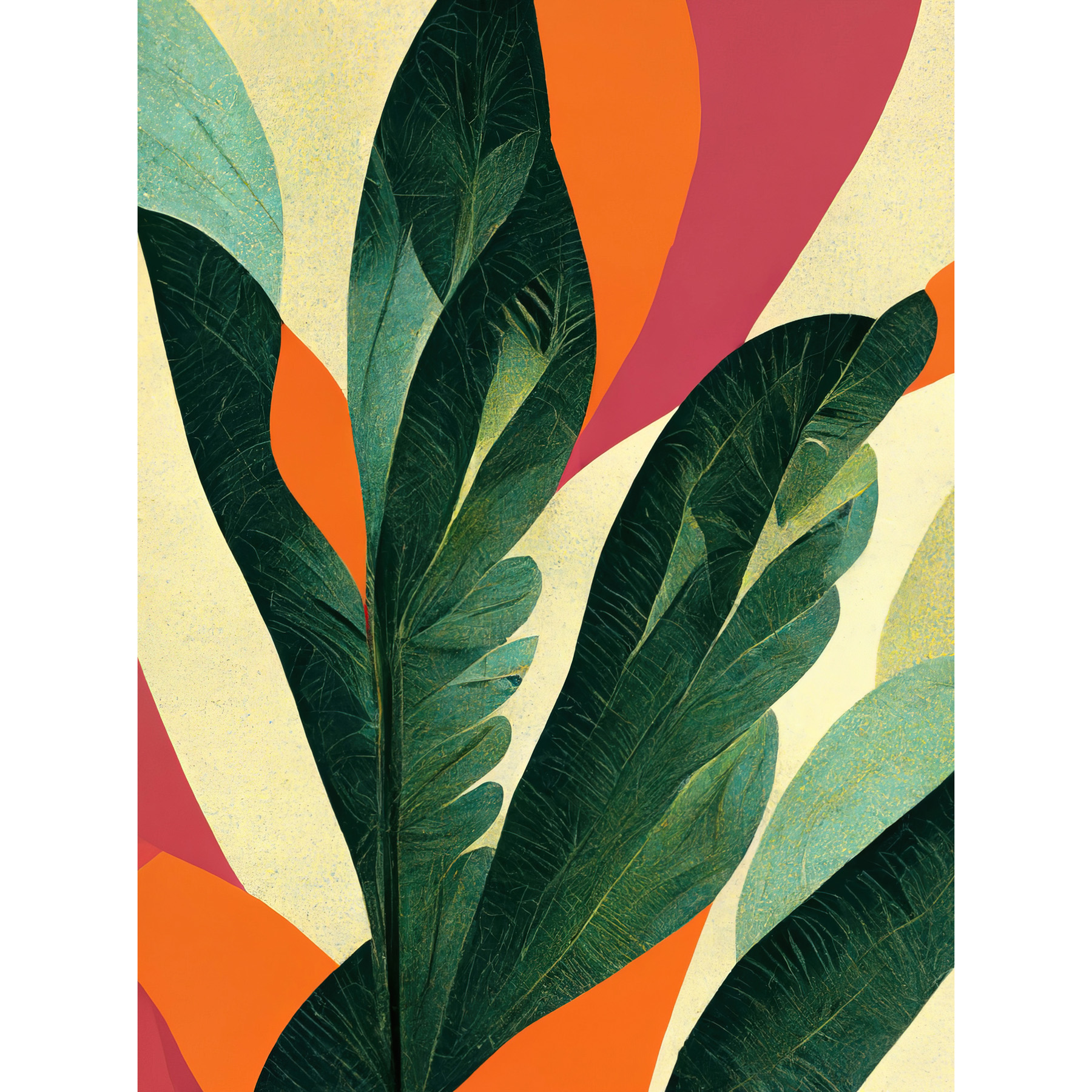 Abstract Boho Exotic Tropical Leaves Framed Wall Art Picture Print 12x16