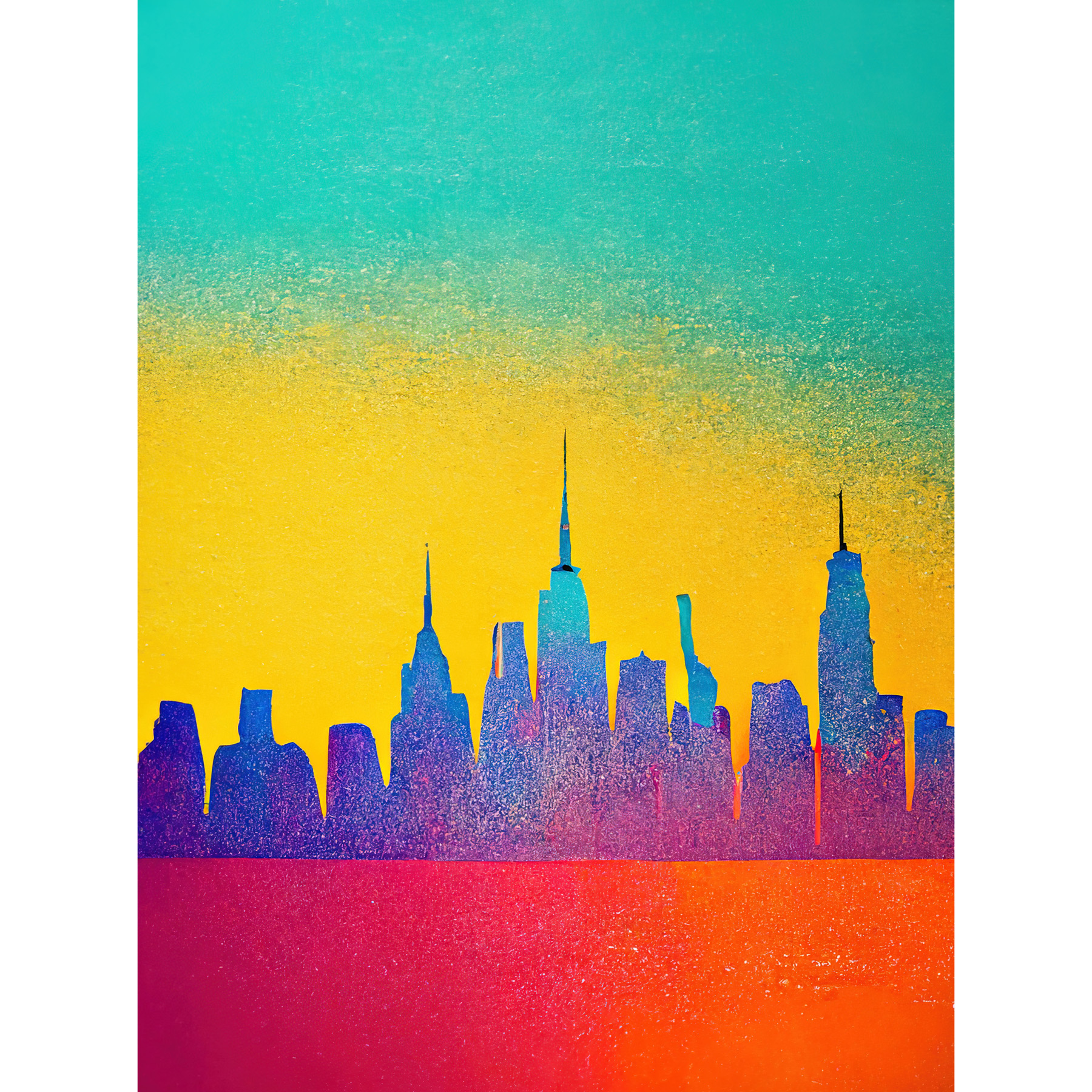 Bright New York Skyline Cityscape Yellow Framed Wall Art Picture Print 12x16