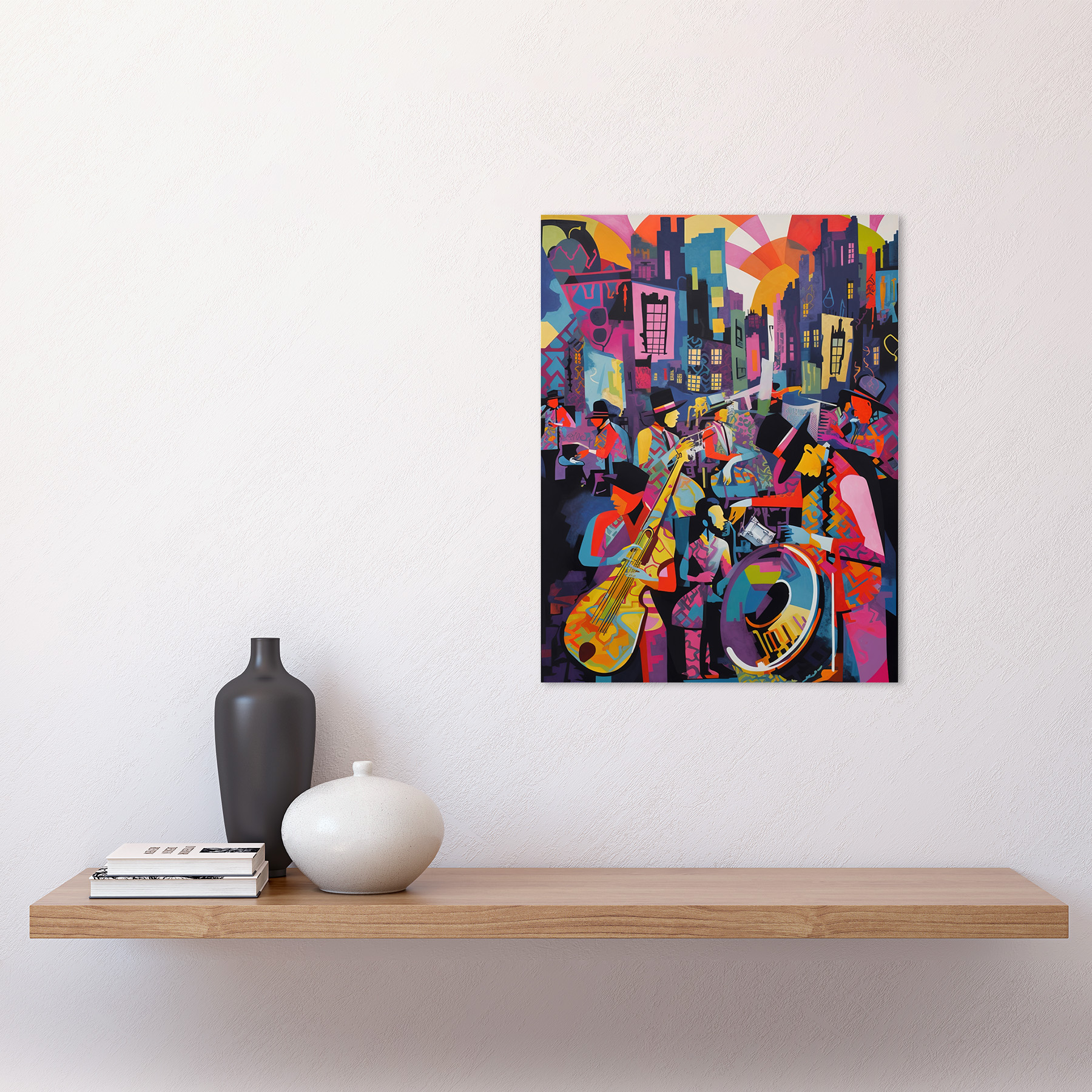 New Orleans Jazz Festival City Musicians Abstract Framed Art