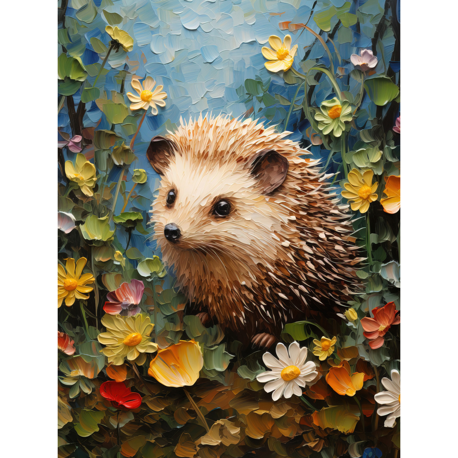 Hedgehog Wildflower Meadow Kids Bedroom Woodland Creature Framed Wall Art 12x16