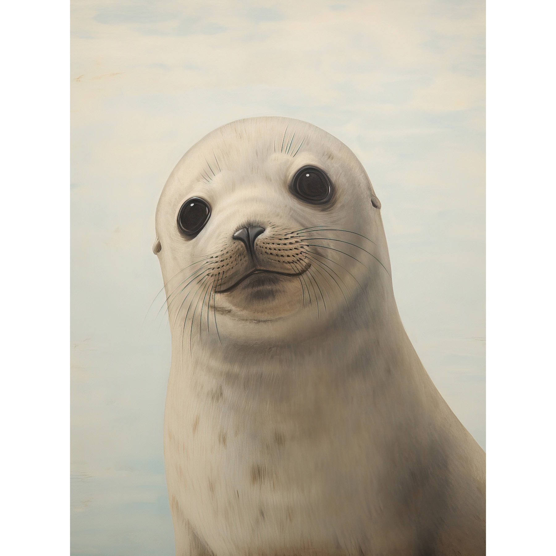 Adorable Baby Seal Pup Portrait Calming Kids Bedroom Framed Art Picture 12x16