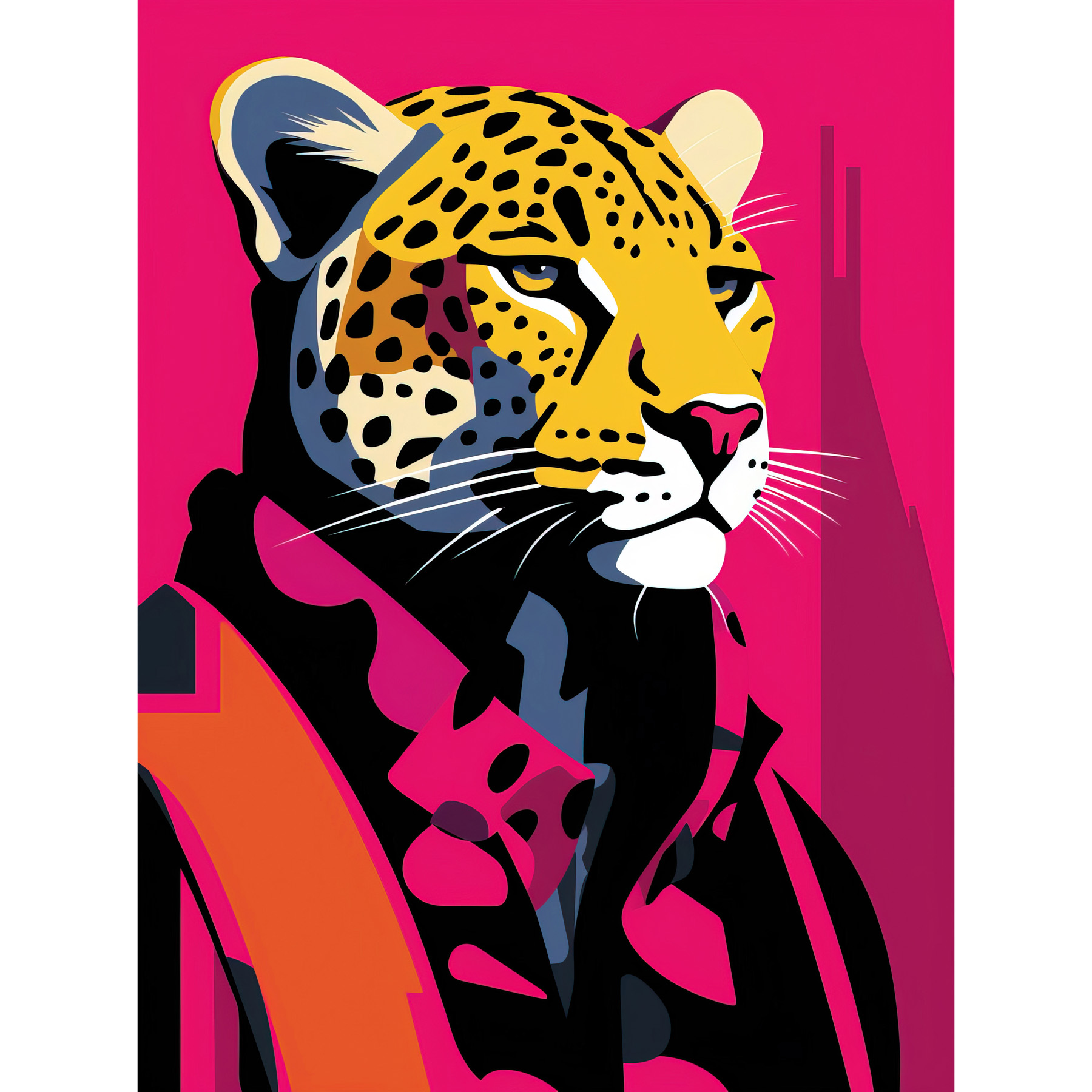 Strong Leopard in Suit Bold Artwork Pop Art Portrait Framed Art Picture 12x16