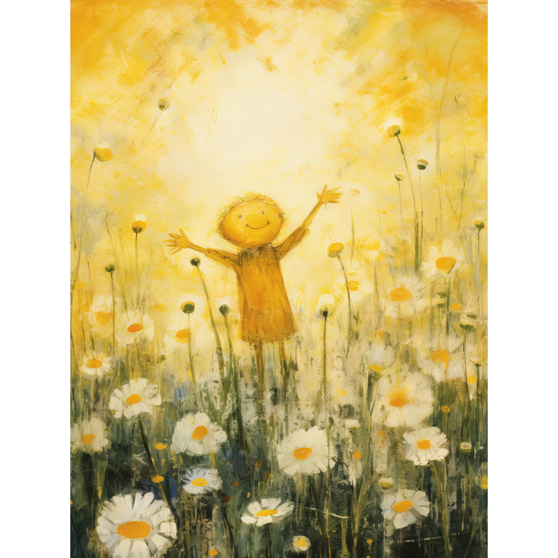 Sunshine Happiness and Flowers Everywhere Simple Kids Framed Art Picture 12x16