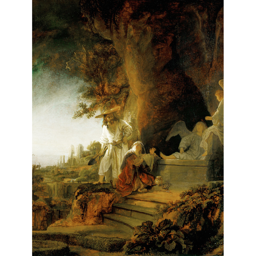 Rembrandt Christ And St Mary Magdalen At The Tomb Art Print Framed 12x16