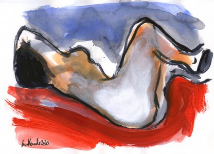 Nu sur fond rouge - sold