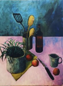 Still Life, Blue and Pink