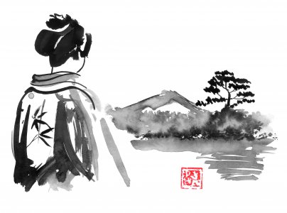 geisha and fuji