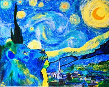 Lion in the starry night