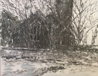 Bacton Church Norfolk in the snow