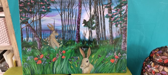 Hares in the moonlight