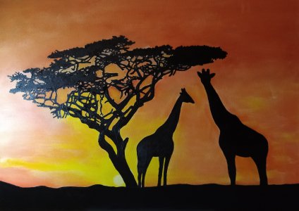 Landscape of Africa Savanna Sunset 