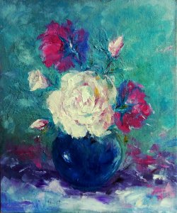Original Oil Painting Canvas on Cardboard  Tender rose Art by Kisl.T