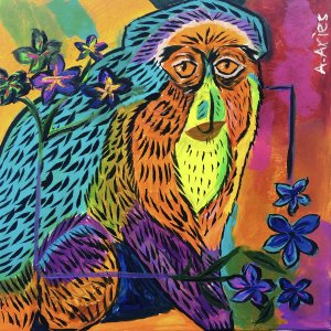 Monkey with the flowers