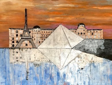 Peinture paysage urbain abstrait acrylique déco Normina