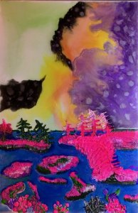 Peinture abstraite acrylique & résine décorative Canimbya