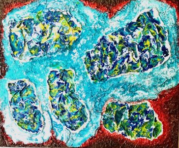 Peinture abstraite acrylique & résine décorative Océania