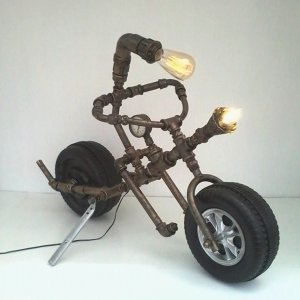 Motorcycle Lamp, Pipe Table Lamp, Home Lighting Lamp, Industrial Style, Steampunk Lamp, Desk Lamp Vintage Industrial, Unique Gift