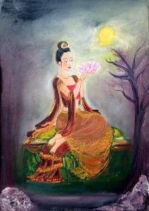 Heavenly lotusunder the moonlight 