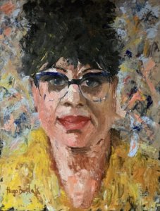 Lady with blue glasses